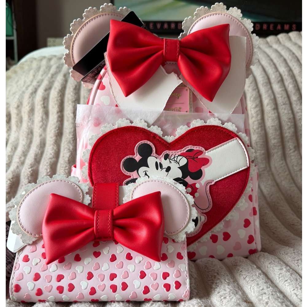 Loungefly Disney Mickey Minnie Valentine Chocolate Box Scented Backpack Wallet